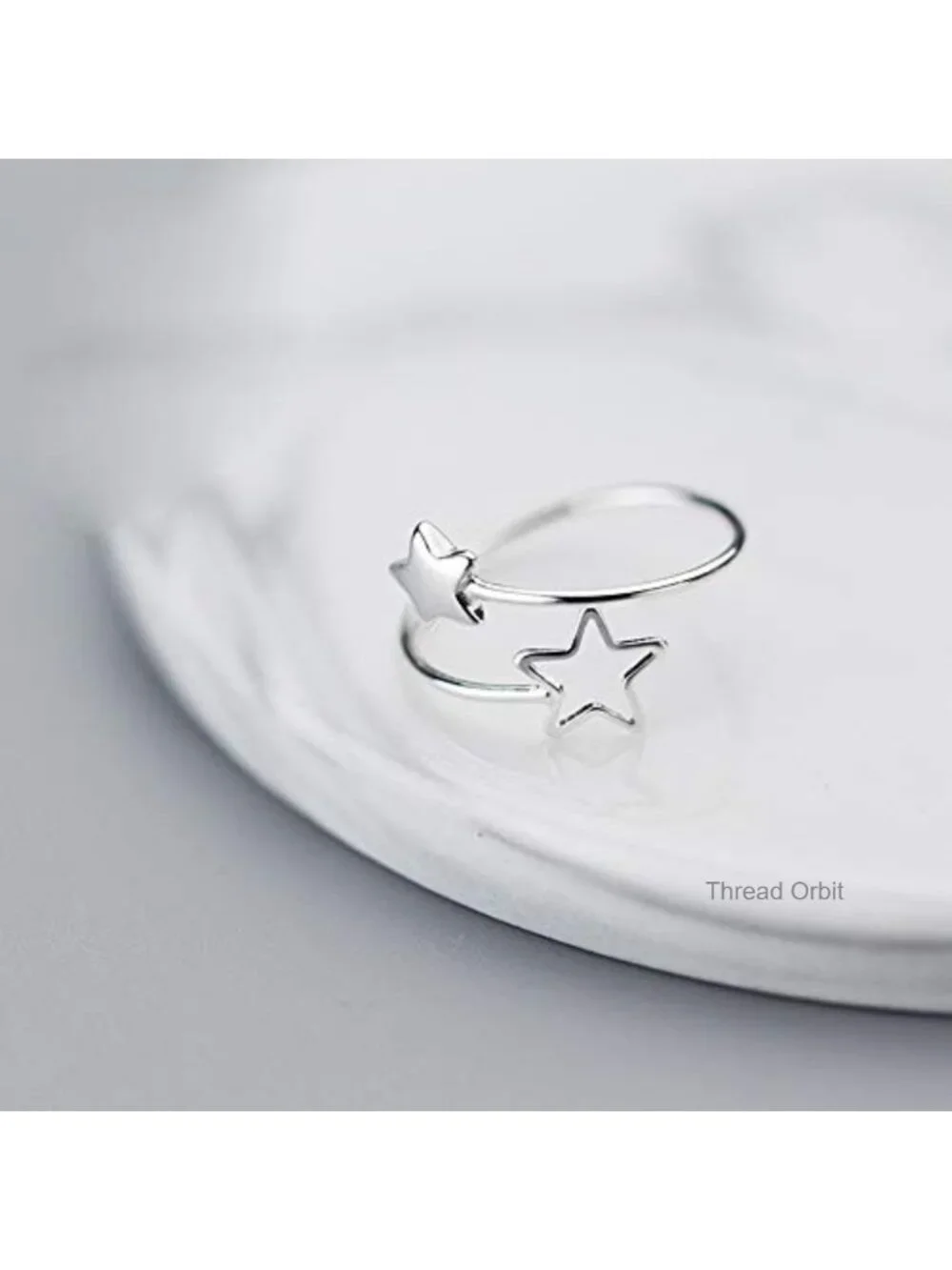 Sterling Silver Double Star Wrap Open Ring Adjustable Stackable Knuckle Ring
